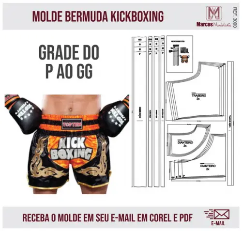 Molde Modelagem Bermuda KickBoxing Masculino 3090