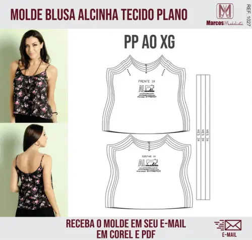 Molde Modelagem Blusa Alcinha Tecido Plano 1027