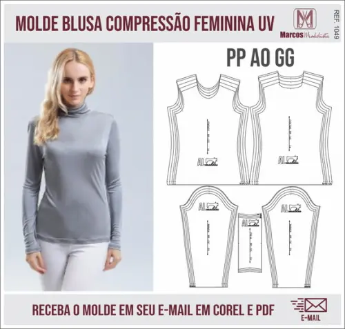 Molde Modelagem Blusa Compressão Feminina UV 1049