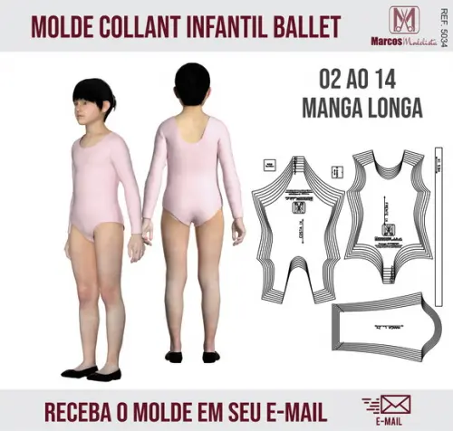 Molde Modelagem Body ou Collant Ballet Manga Longa 5034