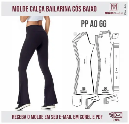 Molde Modelagem Calça Bailarina Flare 2033