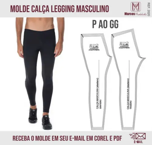 Molde Modelagem Calça Legging Basica Masculino 2020