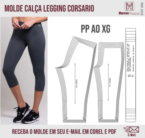 Molde Modelagem Calça Legging Corsario 2018