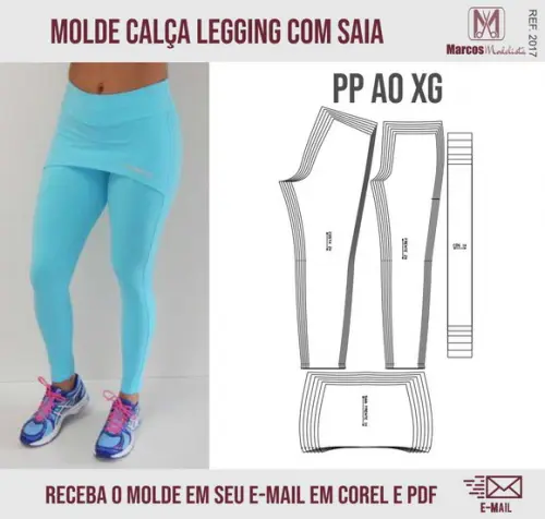 Molde Modelagem Calça Legging Saia Frente 2017