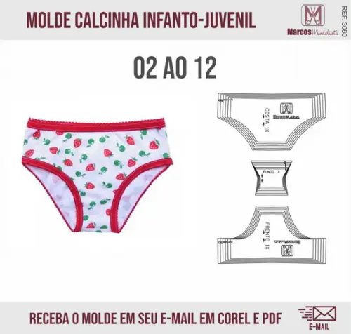 Molde Modelagem Calcinha Infantil 3060