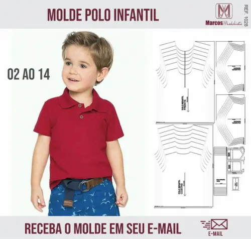 Molde Modelagem Camisa Polo Infantil 1028