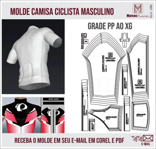 Molde Modelagem Camisa Ciclista Masculino 1179