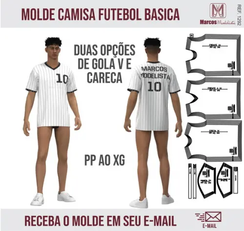Molde Modelagem Camiseta Esportiva Básica 1292