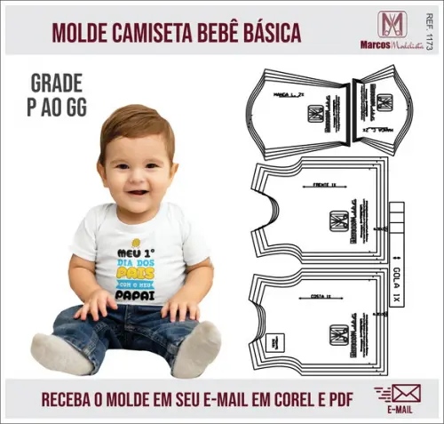 Molde Modelagem Camiseta Básica Bebê 1173