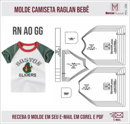 Molde Modelagem Camiseta Raglan Bebe 1154