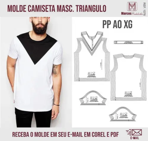Molde Modelagem Camiseta Triangulo Masculino 1078