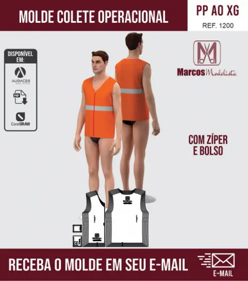 Molde Modelagem Colete Operacional 1200
