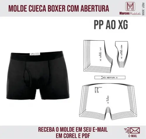 Molde Modelagem Cueca Boxer Abertura 3056