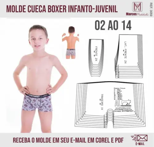 Molde Modelagem Cueca Boxer Infanto Juvenil 3059