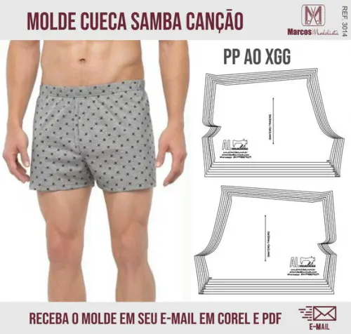 Molde Modelagem Cueca Samba Canção 3014