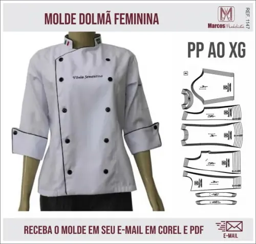 Molde Modelagem Dolmã Cozinha Feminina 1147