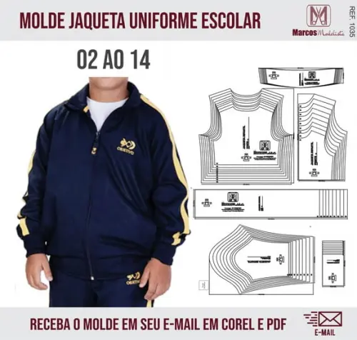 Molde Modelagem Jaqueta Uniforme Escolar 1035