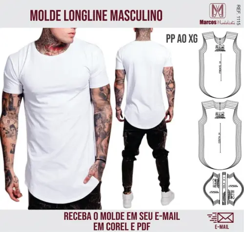 Molde Modelagem LongLine Masculino Barra Arredondada 1115