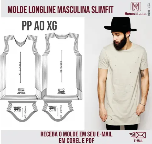 Molde Modelagem LongLine Masculino SlimFit 1018