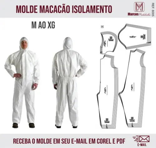 Molde Modelagem Macacão Isolamento Hospitalar 6006
