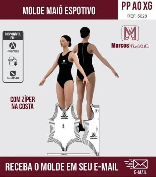 Molde Modelagem Maiô Esportivo Feminino 5028