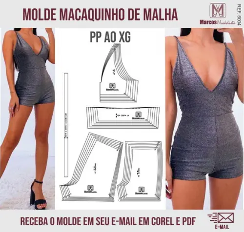 Molde Modelagem Macaquinho Malha 6004