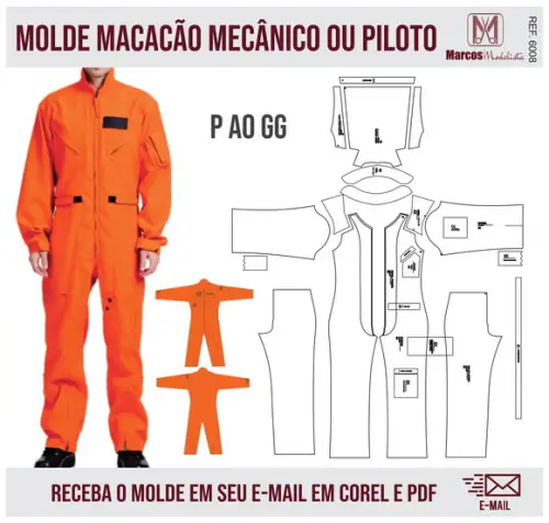 Molde Modelagem Macacão Mecanico ou Piloto 6008
