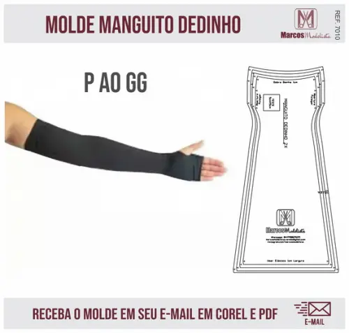 Molde Modelagem Manguito Mangote Dedinho Motoboy UV 7010