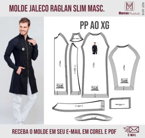 Molde Modelagem Masculino SLim raglan 0018