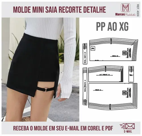 Molde Modelagem Mini Saia Detalhe Um Passante 4009