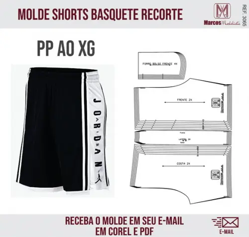 Molde Modelagem Modelagem Shorts Basquete Recorte 3065