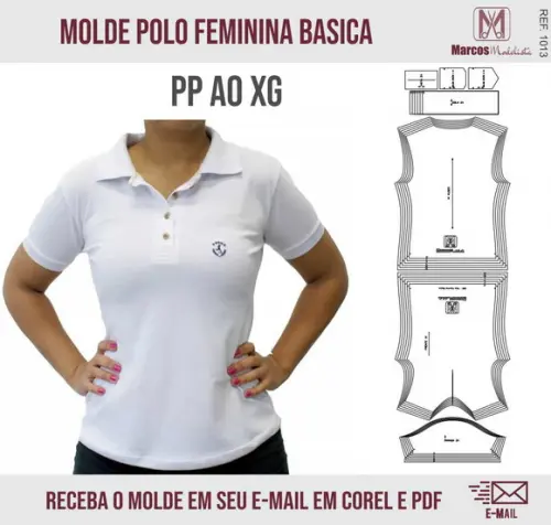 Molde Modelagem Polo Feminina Basica 1013