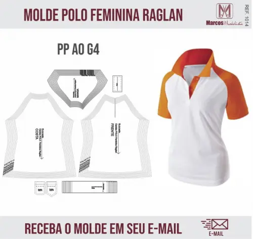 Molde Modelagem Polo Raglan Feminina 1014
