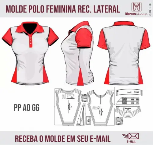 Molde Modelagem Polo Feminina Recorte Lateral 1032