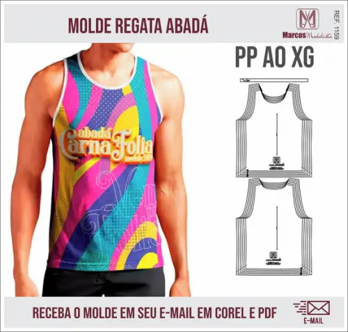 Molde Modelagem Regata Abadá Carnaval 1159