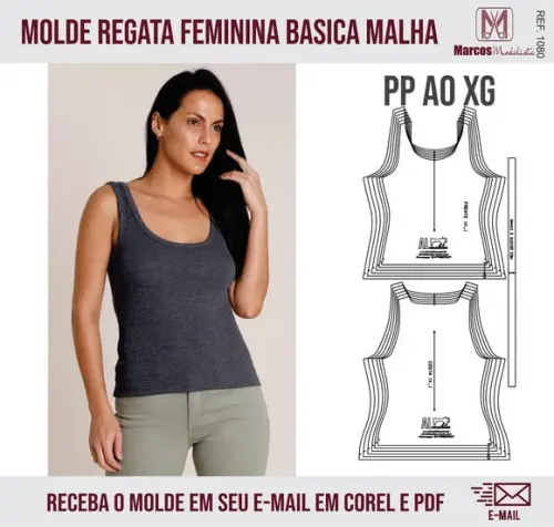 Molde Modelagem Regata Básica Feminina 1080