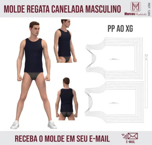 Molde Modelagem Regata Canelado Masculino 1285