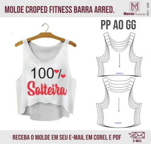 Molde Modelagem Regata Cropped Arredondada 1104