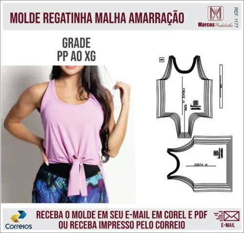 Molde Modelagem Regata Feminina de Malha Amarração 1177