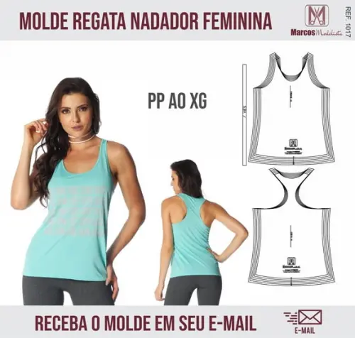 Molde Modelagem Regata Feminina Nadador Fitness 1017