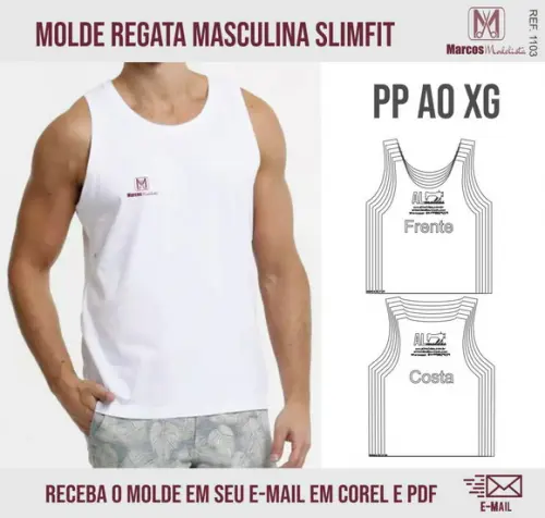 Molde Modelagem Regata Masculina SLimFit 1103