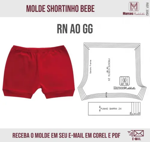 Molde Modelagem Shortinho Bebe 3062