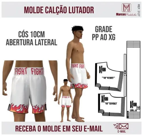 Molde Modelagem Shorts Esportivo Luta 3127