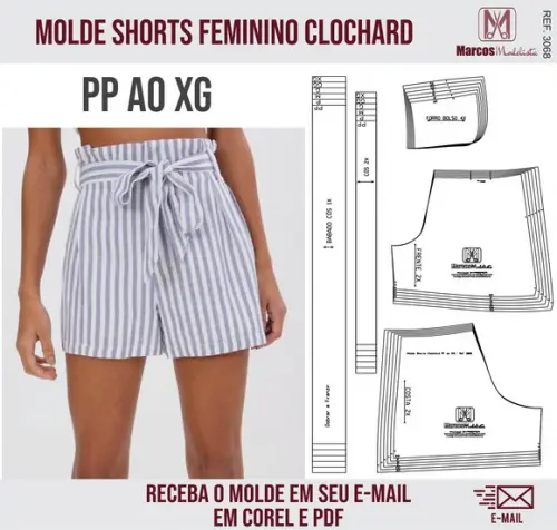 Molde Modelagem Shorts Feminino Clochard 3068