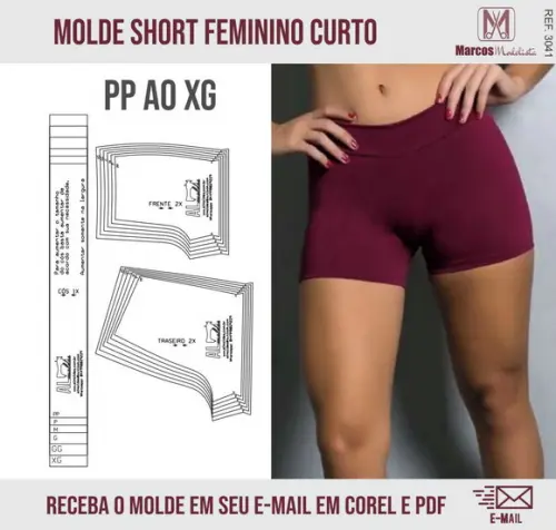 Molde Modelagem Shorts Fitness Curto 3041