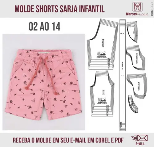Molde Modelagem Shorts Sarja Infanto Juvenil 3040