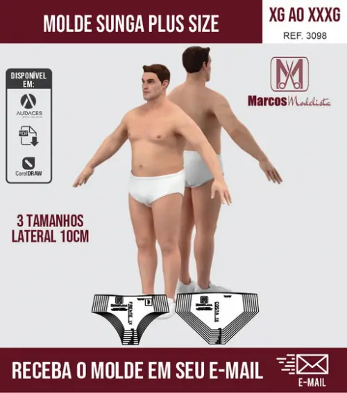 Molde Modelagem Sunga Plus Size 3098