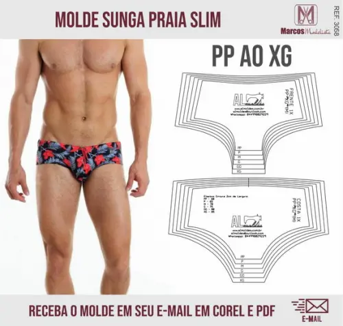 Molde Modelagem Sunga Praia Slip 3058