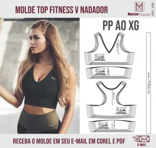 Molde Modelagem Top Fitness Costa Nadador 1097