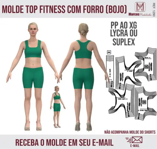 Molde Modelagem Top Fitness Feminino 1290